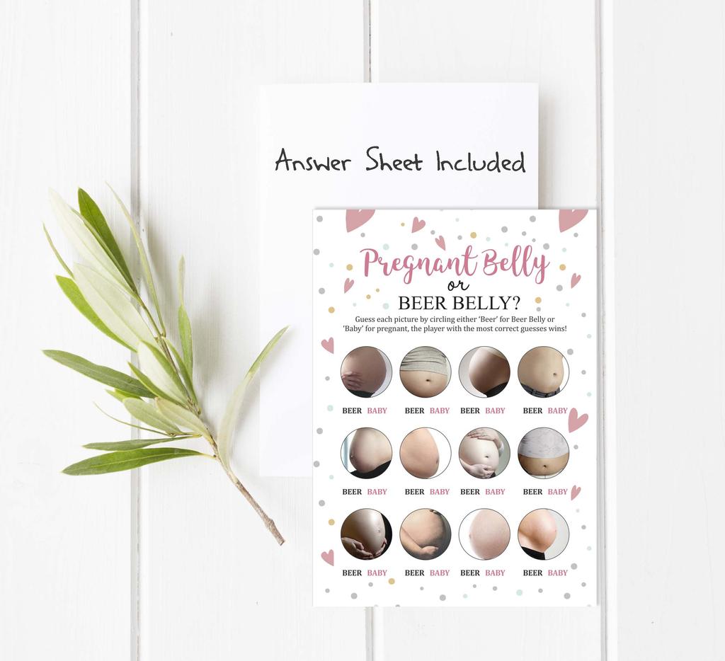 Inkdotpot Baby Belly Or Beer Belly Game Baby Shower Game Cards Party Supplies Activity Cards Baby Shower Gender Neutral Games Its A Boy Or Girl