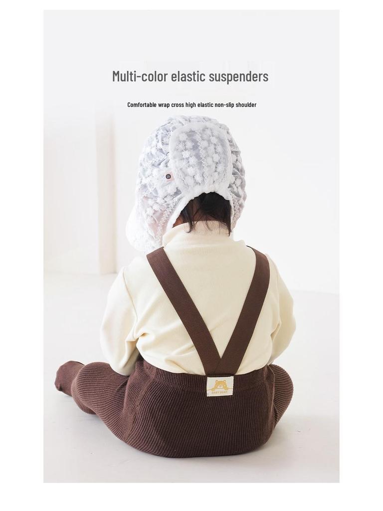 Girls' Combed Cotton Solid Color Tights - Breathable Spring & Autumn Weightlifting Pants for Infants