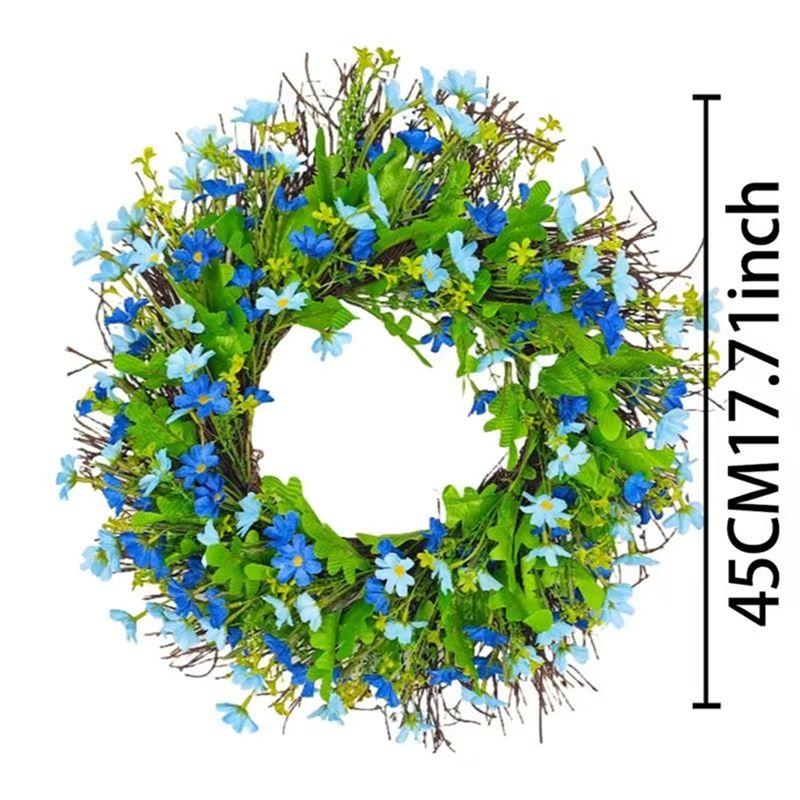 M-Modern-Spring Wreath For Front Door Artificial Spring Front Door Garland Bright Color Wildflower Wreath For Porch Fireplace