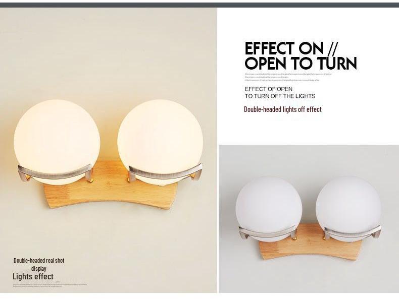 Moderne minimalistisk vegglampe i tre for soverom og gang (Kinesisk og europeisk stil)