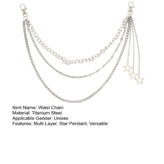 Waist Chain Titanium Steel Multi Layer Design Star Pendant Hip-hop Men Women