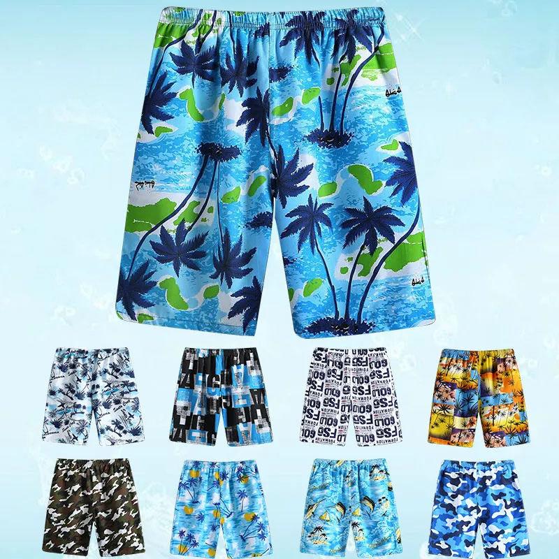 Summer Thin Cotton and Linen Breathable Printed Beach Pants Men's Sports Loose Large Size Quick-drying Five-point Pants Casual Outer Wear Shorts