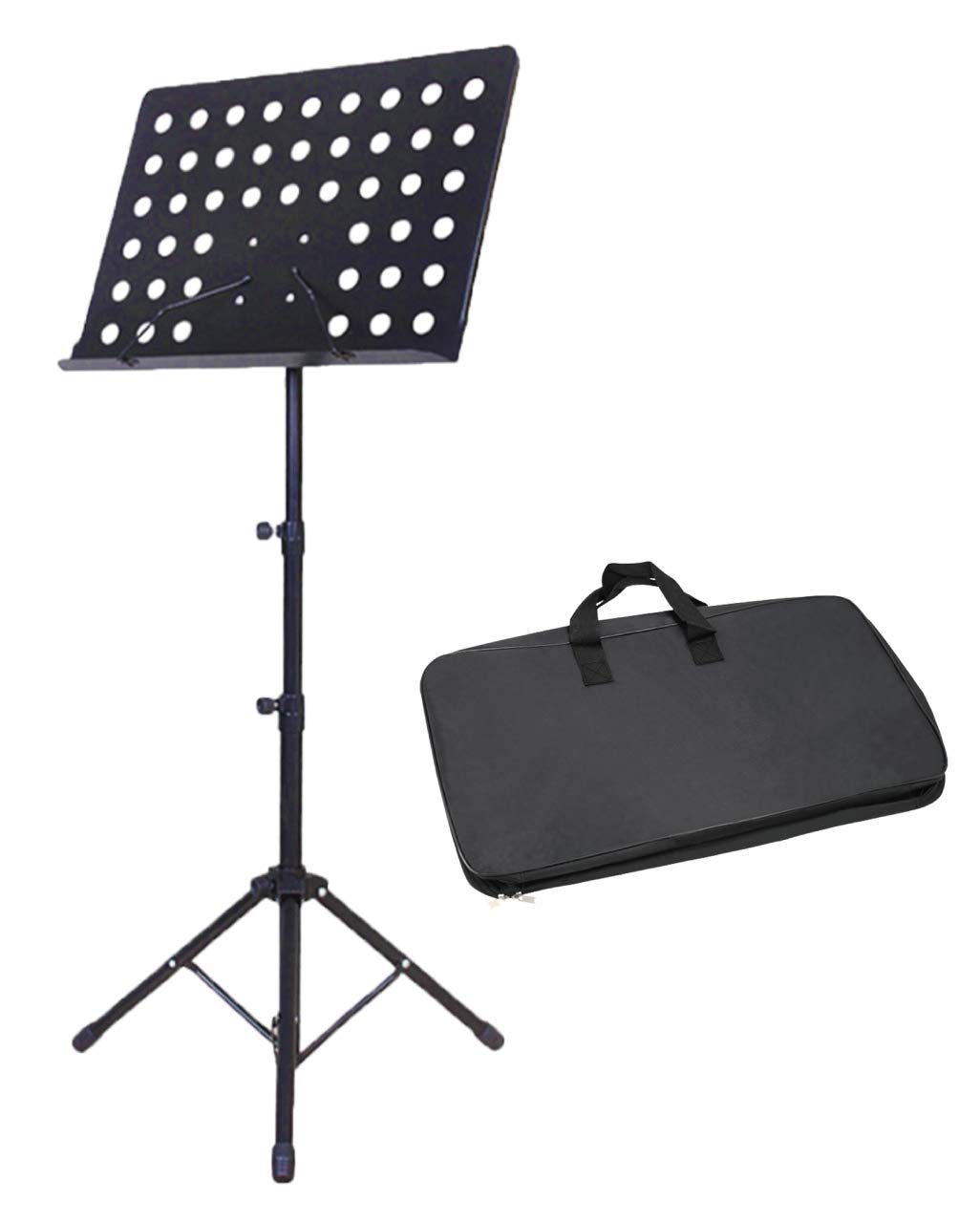 

Hiro World Trade Music Stand with Dedicated Bag, Height Adjustable, for Brass Bands, Orchestras, and More, Includes Large Storage Bag