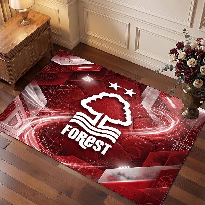 Nottingham Forest Fußball Druck Kristall Samt Teppich, Bequemer Wasserabsorbierender Rutschfester Innenboden Teppich