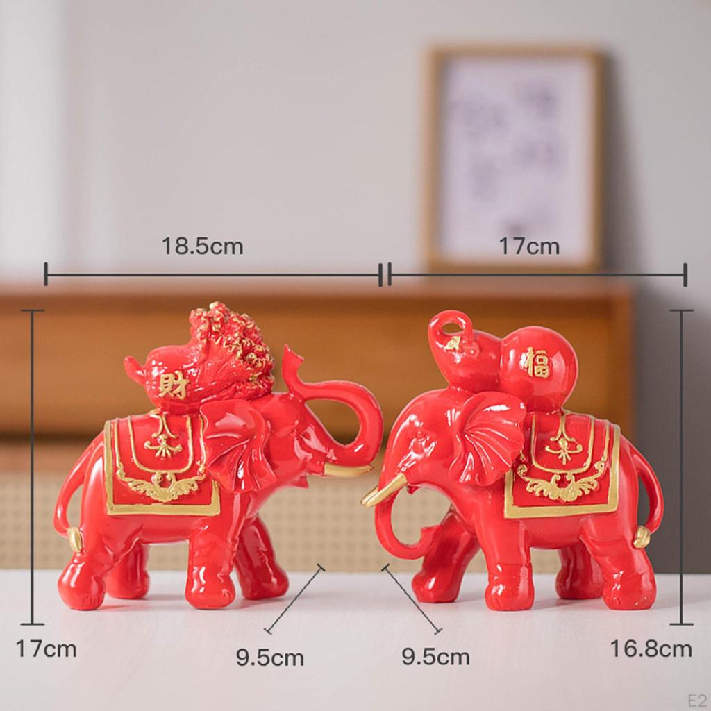 2 Pieces Elephant Statue/ Home Decoration Standing Creative Resin Modern Gifts Figurine/ for Bedroom
