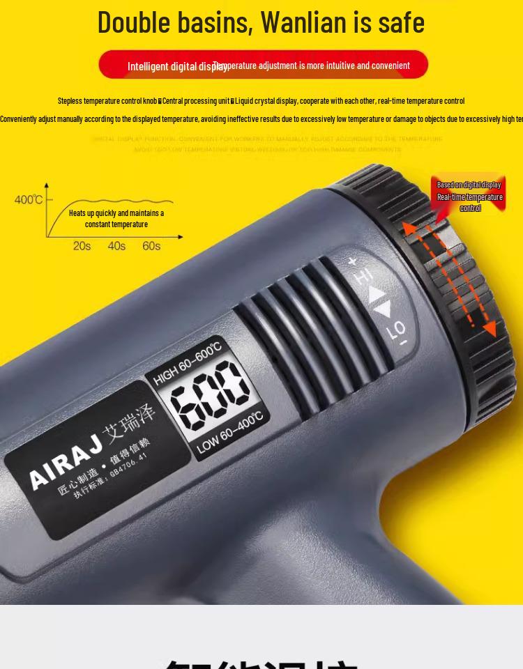 Arrizo High-Power Portable Heat Gun for Electronic Repair & Heat Shrink Applications
