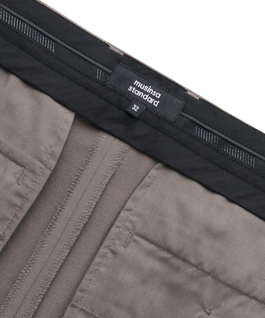 MUSINSA STANDARD Semi-Wide Slit Hidden Banding Slacks [Dusty Beige]