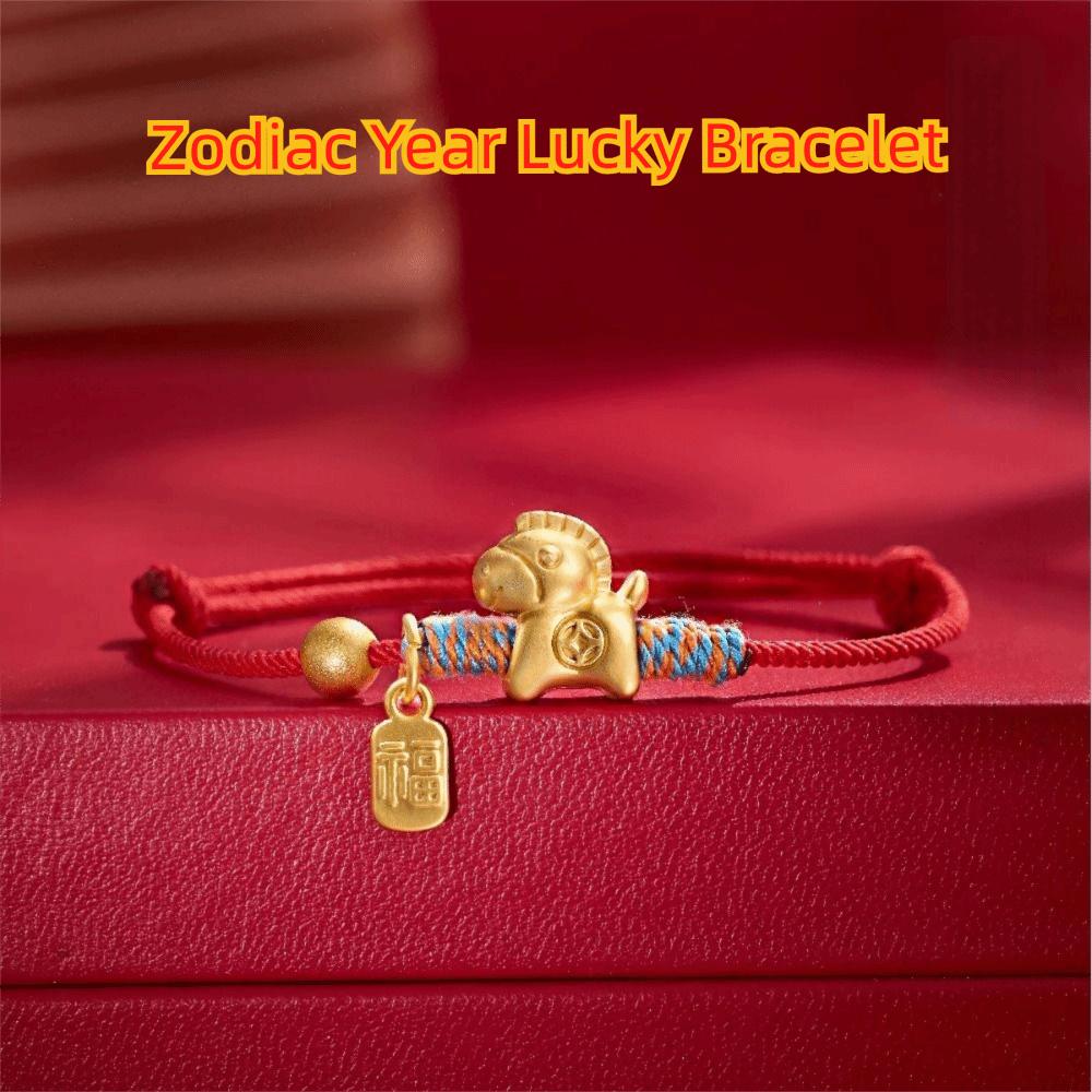 Chinese Style Lucky Pony Red Rope New Year Hand Rope Fortune Bracelet Horse Year Bracelet  Women