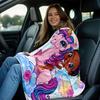 Unicorn Fairy Riding Black Girl Blanket Magical Fantasy Theme Rainbow Wings Soft Flannel Throw Blanket for Kids Girls Bedroom