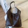 Simple Solid Color PU Leather Women's Shoulder Bags Fashion Vintage Ladies Handbag Casual Large Capacity Female Messenger Bag