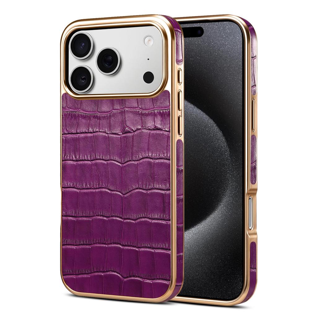 Denior Genuine Leather Crocodile Pattern Case for Apple iPhone 17ProMax 16.