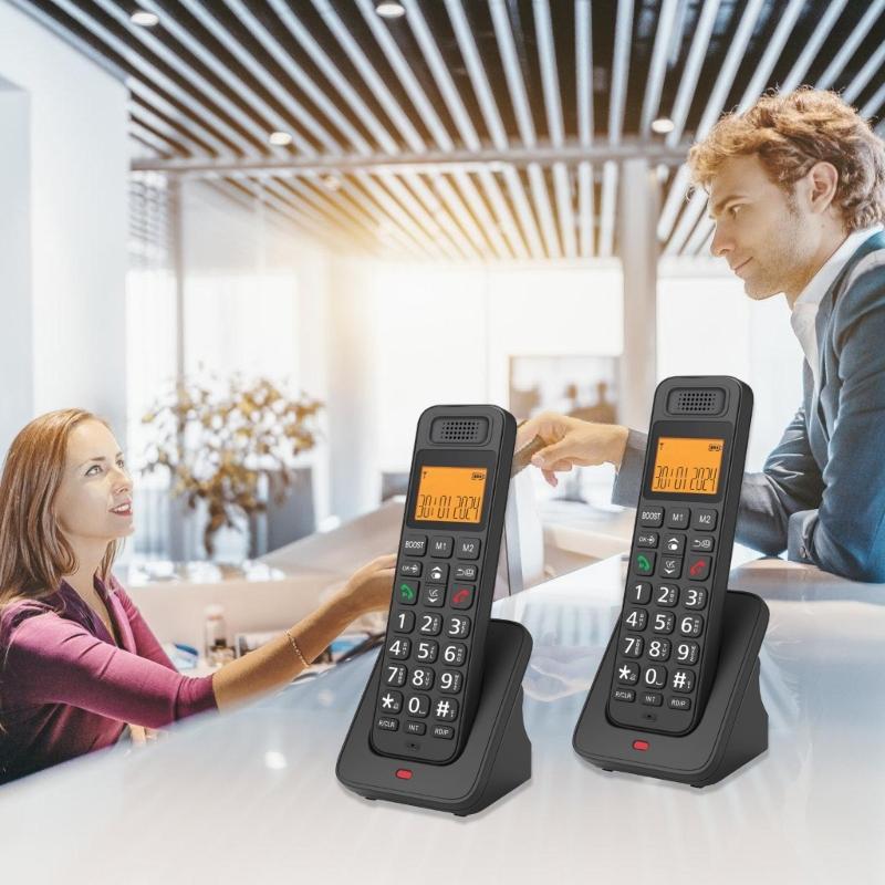 1Set Home Telephone 2 Handset Cordless Phone with Large LCD Display and Quick Dialing Function Efficient Communication