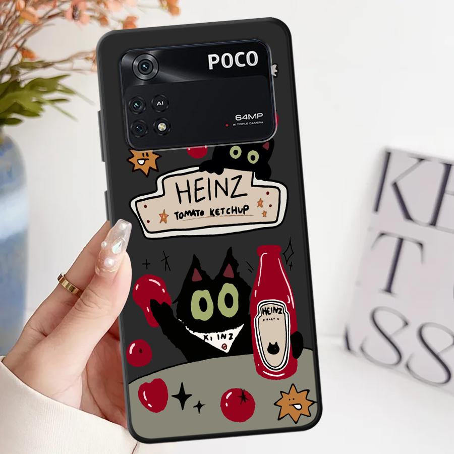 

Funda Phone Cover Case for Xiaomi Poco F8 X3 X4 X5 X7 Pro F3 F1 M5 C50 C61 C75 M3 M4 M7 Pro C71 Tomato Sauce Cat Poco C40
