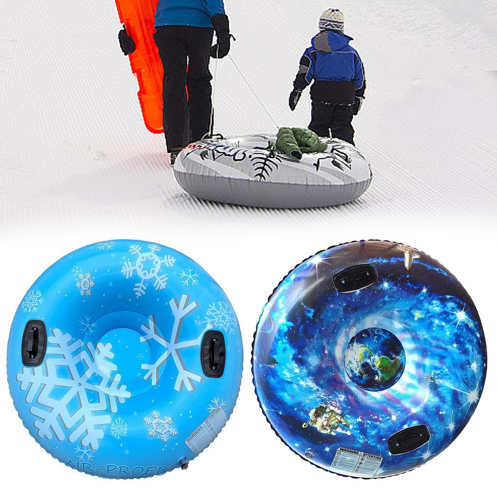 Inflatable Snow Tube Heavy Duty Children 43.3 Inch Inflatable Snow Sled for Winter Fun Skiing New Year Family Activities Sports