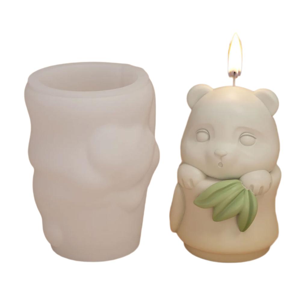 Silicone Molds Panda Candle Molds Handmade DIY Soap Baking Molds Bamboo Shoots Resin Casting Molds for Candle Making