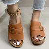 Fashion Metal Buckle Design Wedge Sandals for Women Rome Plus Size Open Toe Platform Sandal Woman Beach New Pu Leather Sandalias Mujer