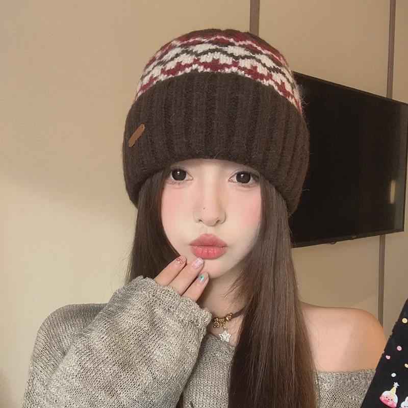 Fair Isle Jacquard Tri-Fold Wool Hat: Fashionable, Warm Ear Protection for Autumn & Winter