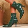 2026 Frühling Herbst Spitz zulaufende Dünne Hohe Absätze Damen Stiefeletten Mode Schlangenmuster Kurze Stiefel