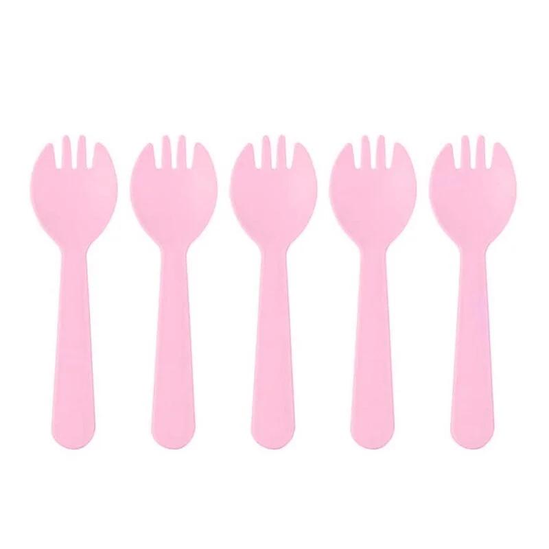 50pcs/set Disposable Plastic Spoons Forks for Cake Ice Cream Salad Fruit Dessert Soup Tea Coffee Party Baking Shop Supplies
