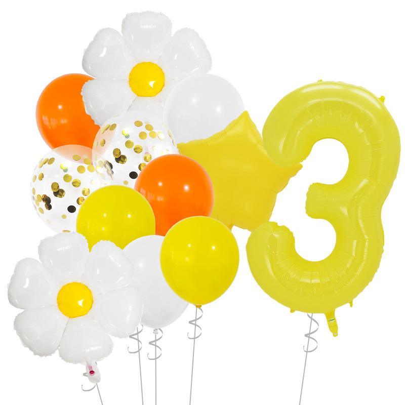 Lively And Cute Little Daisy Aluminum Film Balloon Set Sequined Birthday Party Atmosphere Arrangement