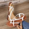 Foreign trade toe casual flat sandals women's 2025 new woven foot cover Roman beach shoes large size 43Sandal