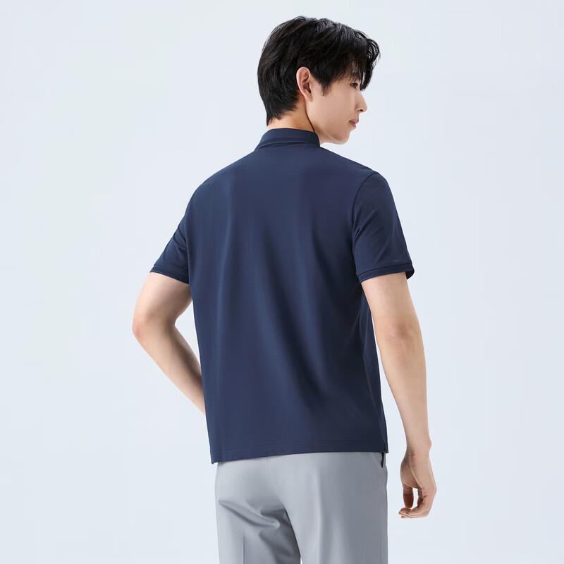 Qipai Men's Jacquard Breathable Anti-Bacterial Short-Sleeve Polo Shirt