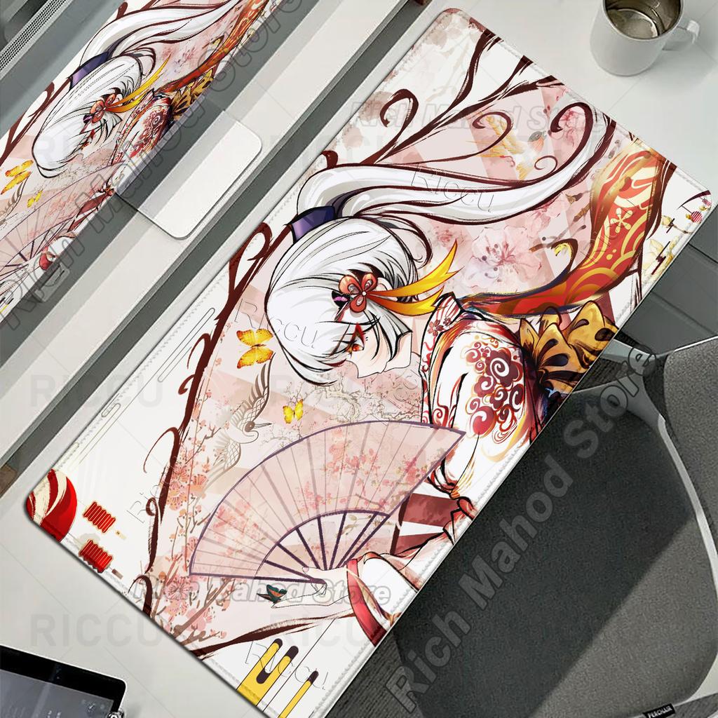 Cute Anime Girl XXL Desk Mat Genshin Impact Kamisato Ayaka Mouse Pad Gaming Keyboard Mousepad PC Accessories HD E-Sports Playpad