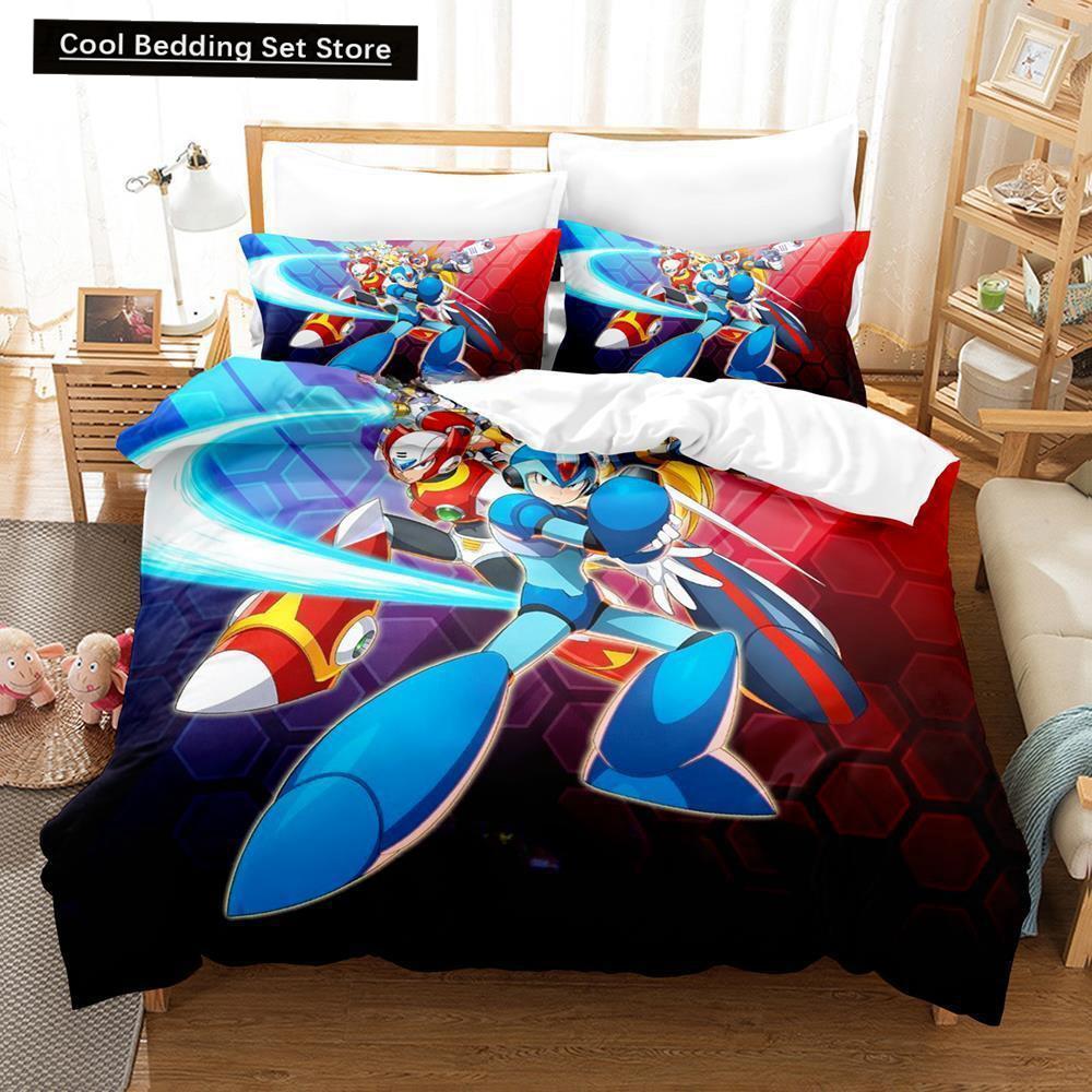 Mega Man X Dive Bedding Set Single Twin Full Queen King Size Bed Set Adult Kid Bedroom Duvet Cover Sets 3D Anime Bed Sheet Set