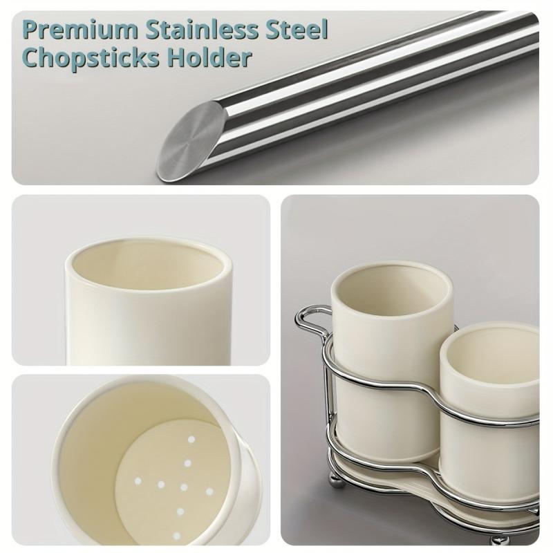 1 silverware utensil holder with metal frame and 2 compartments for kitchen and countertops