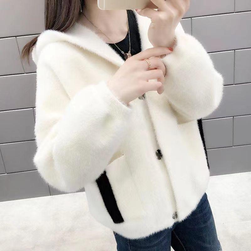 2026 Women's Hooded Mink Velvet Cardigan: New Arrival, Hot-Selling, Loose Fit, Versatile Jacket for Spring & Autumn