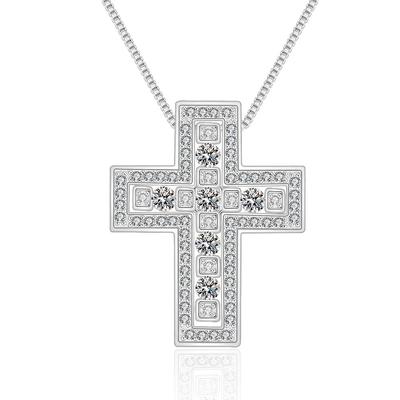 Lucliss Cross Necklace, Domestic Manufacturer, Double Zirconia, 18K Gold Plated, Silver, Men's & Women's, 18K GP Cross Necklace