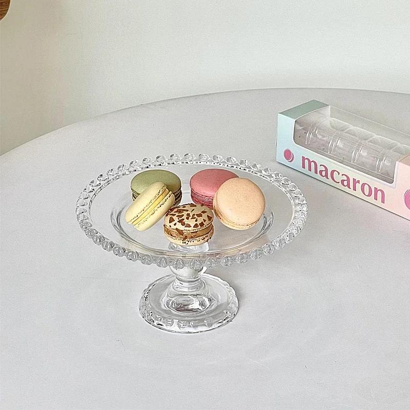 Ładnie wyglądający Francuski Retro Stojak Ekspozycyjny na Ciasto Love Szkło Talerz na Owoce Stoły Jadalne Naczynia Deserowe Dim Sum Sałatka Przybory Kuchenne