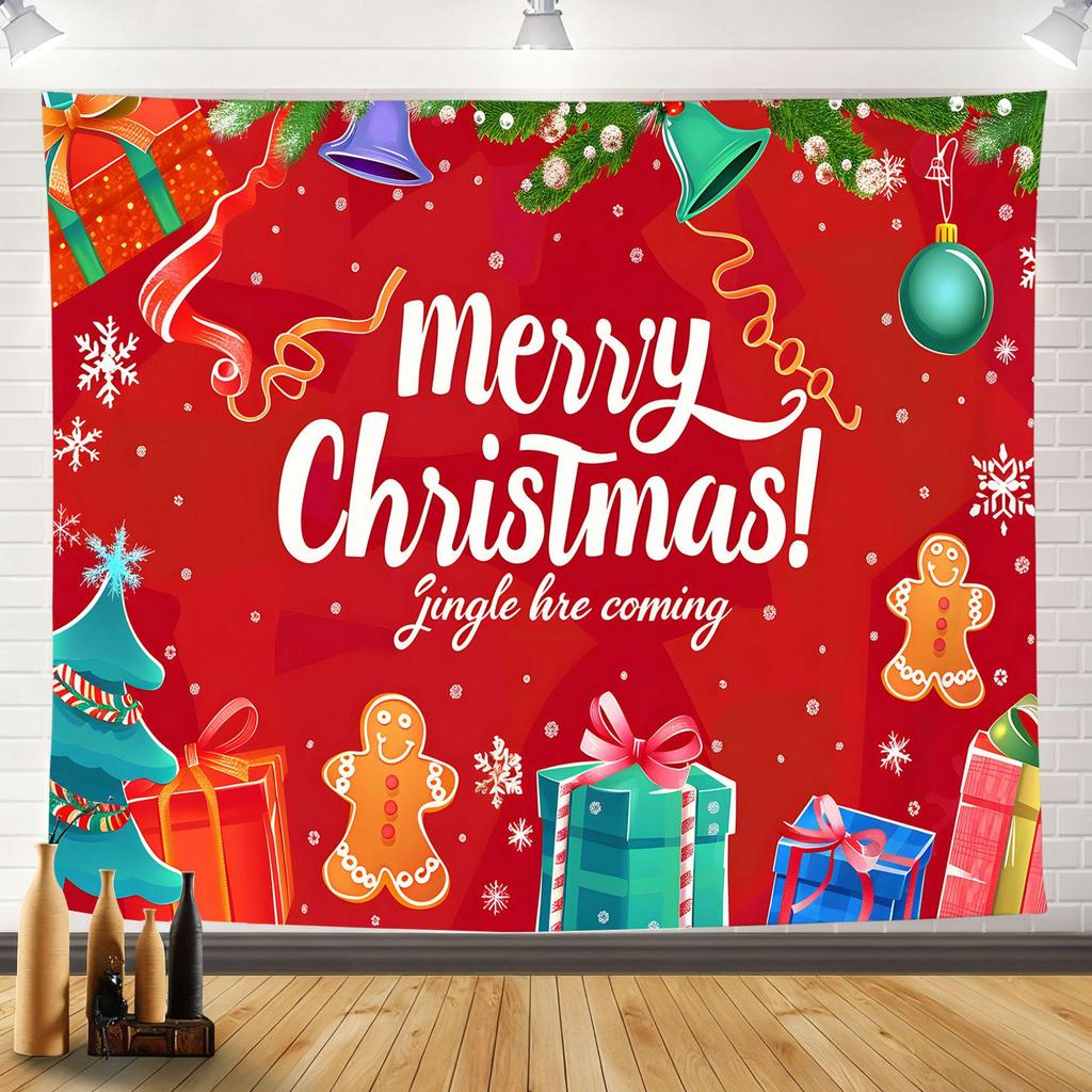 2025 Merry Christmas Tapestry: Festive Holiday Background Wall Hanging for Party Decoration
