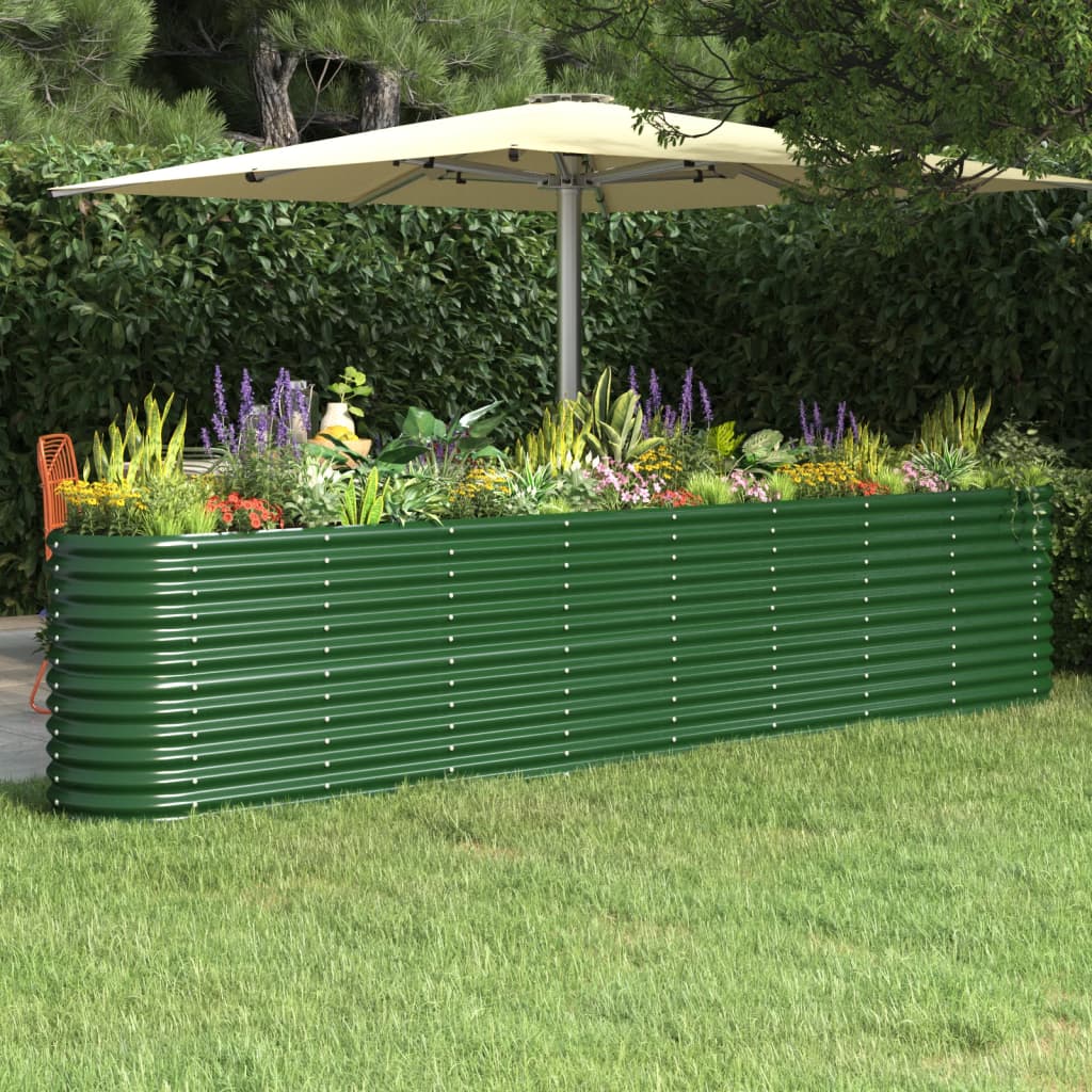 Raised Garden Bed Powder Coated Steel 332 X 40 X 68 Cm Green
