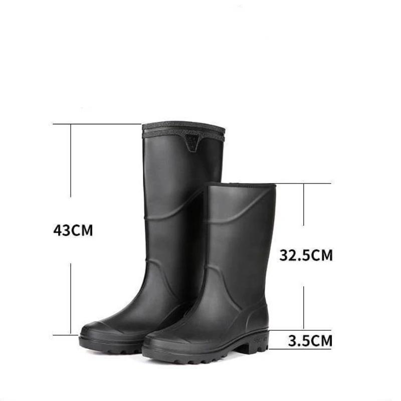 Fashion 2024 Men's Tall Rain Boots Fashion Work Waterproof Protective Solid Color Rain Boots Men Outdoor Work Rubber Boots Platform Boot