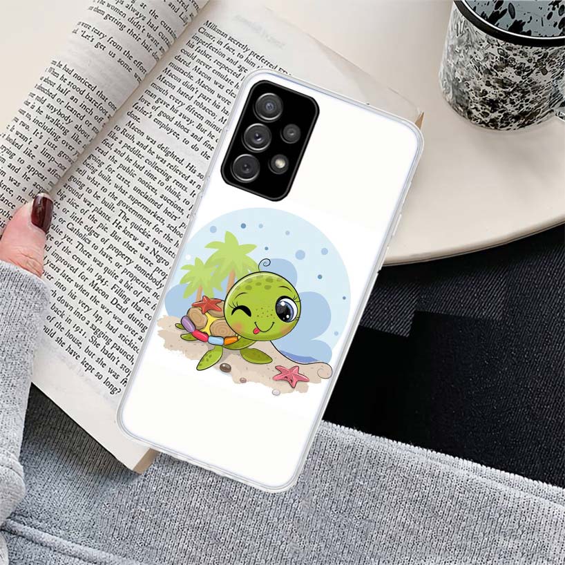 Cartoon Sea Turtle Tortoise Phone Case for Samsung Galaxy A17 A16 A15 A14 A13 A57 A56 A55 A54 A53 A37 A36 A35 A34 A33 A26 A25 A2