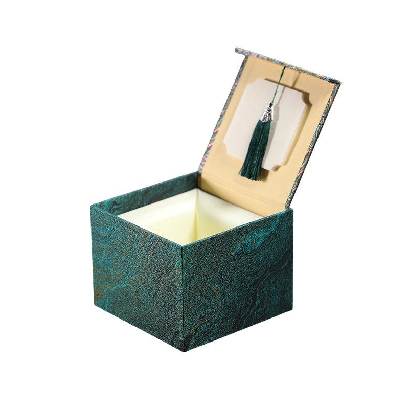 Marble Patterned Tassel Brocade Box Vintage Chinese Style Purple Clay Teapot Storage High End Souvenir Gift Box Handmade Elegant