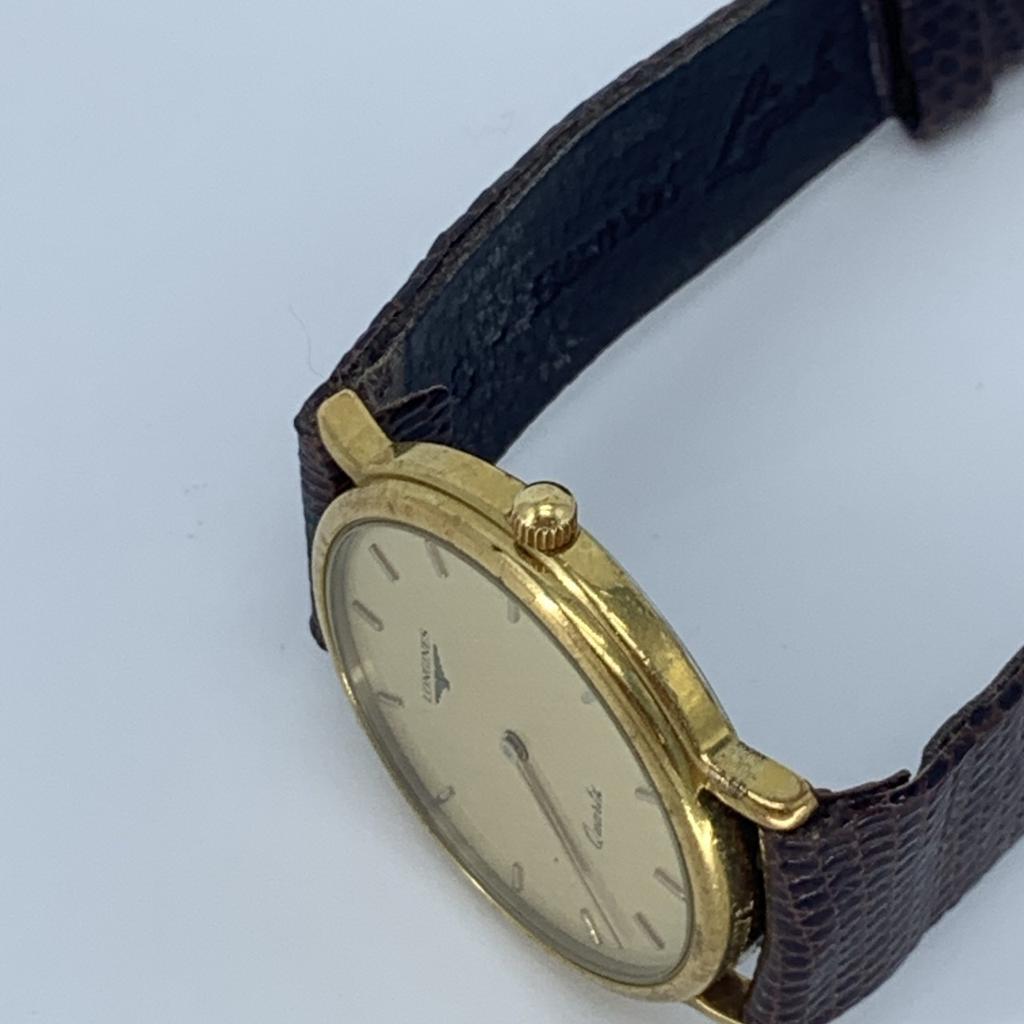 New Batteries Working Good LONGINES Grand Classic L4.637.2 Quartz QZ Battery Powered Men's Watch Champagne Gold Dial Stainless Steel 2-hand Cleaned