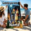 Custom Name Personalized Minecraft Print Beach Towel, for Trip Camping Beach Party Home Decor, Birthday Gift for Family & Friends