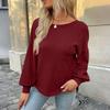 Women's Casual Fashion Long Sleeve Open Back Round Neck Top