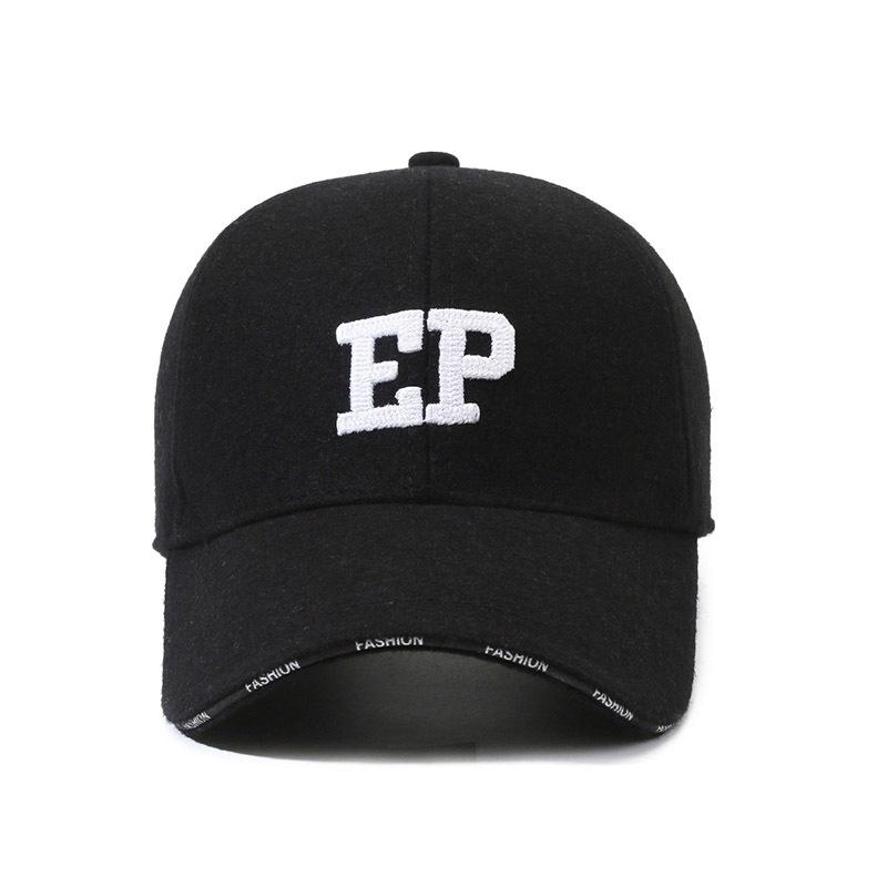 Pălărie de lână de toamnă iarnă pentru bărbați, groasă și călduroasă, șapcă de baseball cu literă brodată, șapcă de bumbac pentru exterior