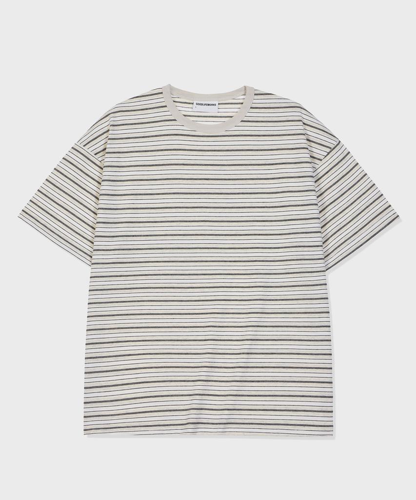 GLW [Unisex] Striped Short Sleeve T-Shirt Cream