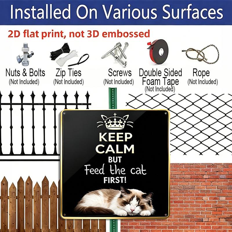 2D Flat, 1pc Vintage -Themed Wall Sign - Retro Farmhouse Aluminum Tabby Art Suitable, Garden, Patio - Indoor/Outdoor Decoration for Lovers, Square