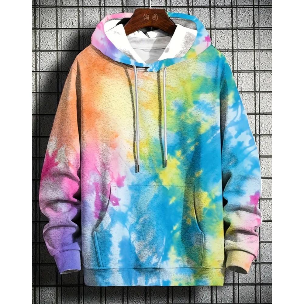 3D Printed Color Pattern Men's Hoodie Casual Loose Design Pullover Top Street Harajuku Y2k Mens Hoodie