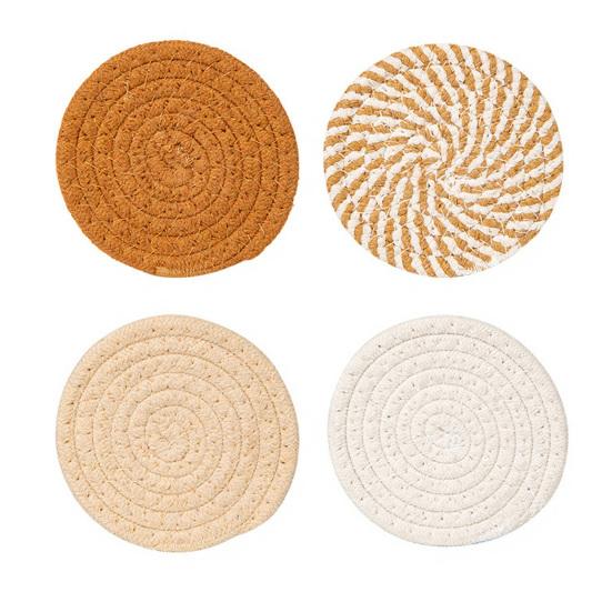 

Набор подстаканников из хлопка в стиле бохо с держателем. Впитывающие, термостойкие подставки для кухни, столовой. Нескользящие, многоразовые. Рустикальный декор для дома для чашек, кружек