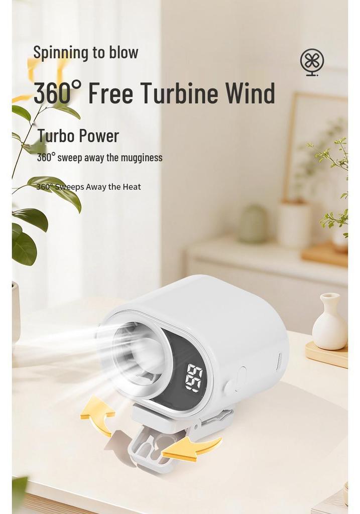 Versatile Turbo Clip Fan: Stroller, Umbrella, Selfie Stick, Cycling Charger, Night Light, Lanyard, Compact.