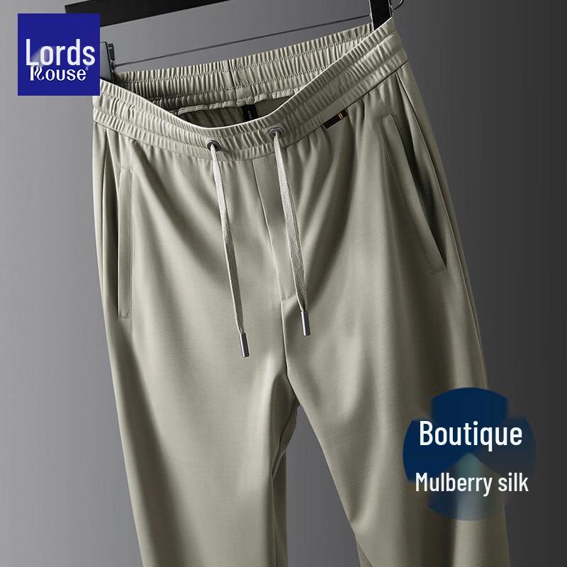 Luozhi Men s Mulberry Silk Blend Summer Casual Pants 4XL