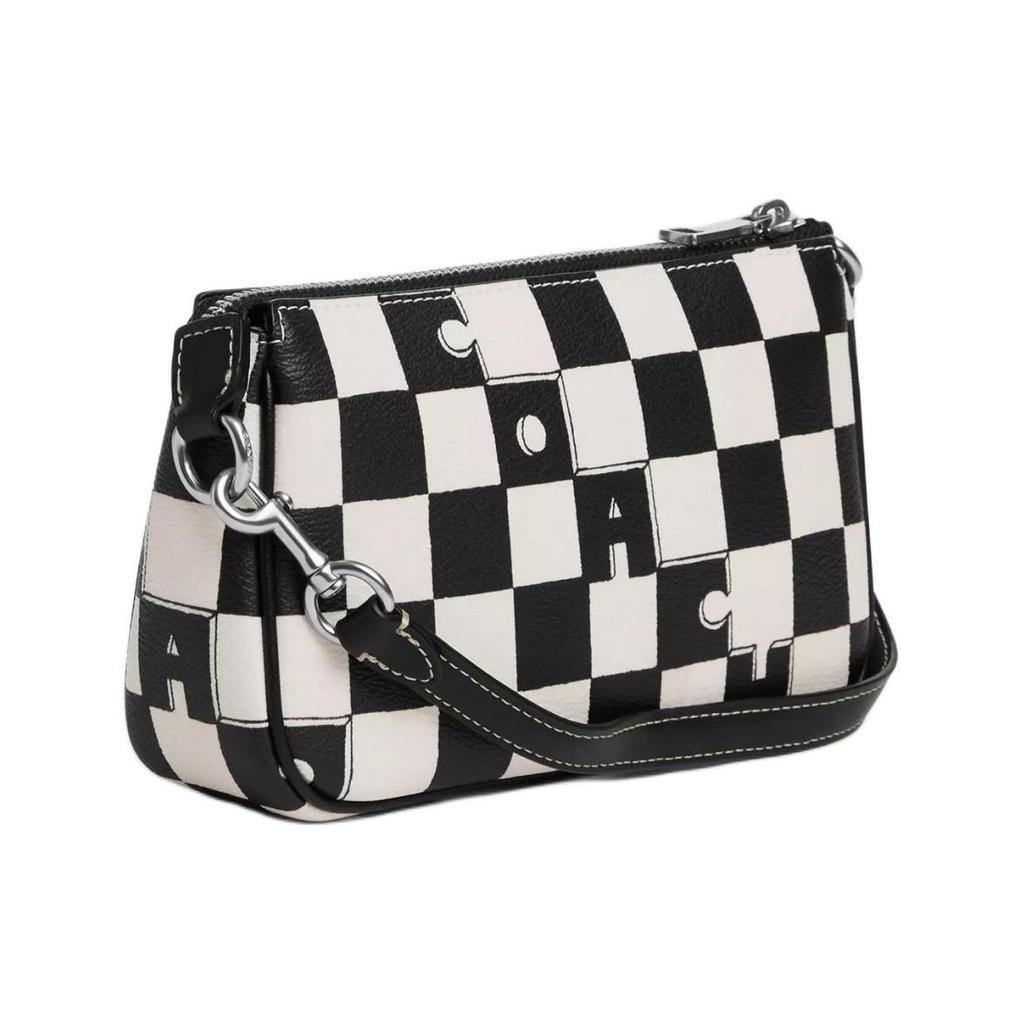 Coach Nolita 19 Checkered Print Coated Canvas And Recycled Leather Shoulder Bag Women Shoulder Bag Black CR394-SVA16