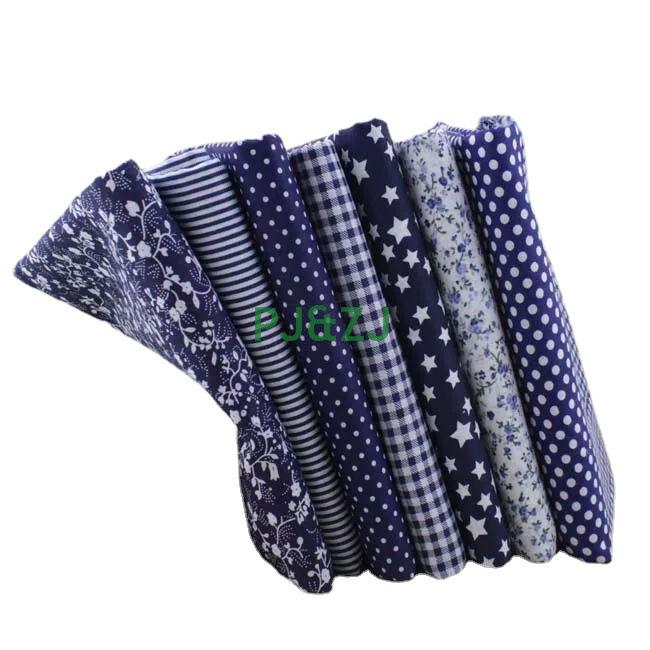 7-Color Patchwork Fabric Set: Plain, Floral, Gingham, Polka Dot, Handmade DIY Cotton