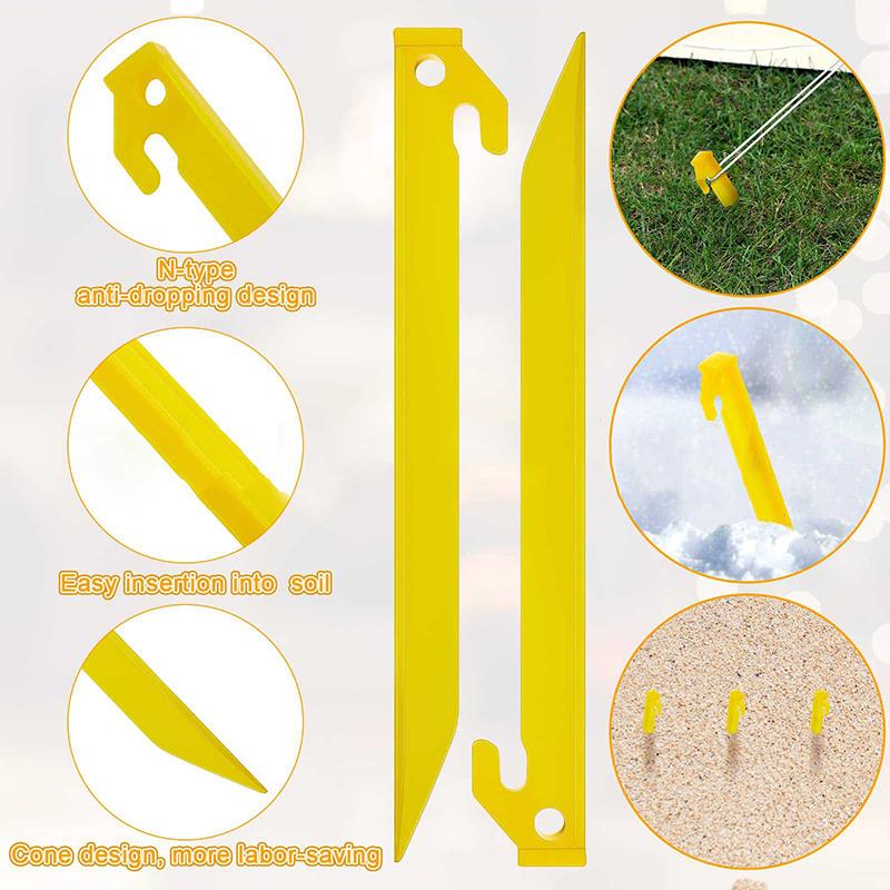 10Pcs Bucket Plastic Nails Tent Tarpaulin Ground Camping Yellow Tent Pegs Accessory Outdoor Fixing Pegs Travel